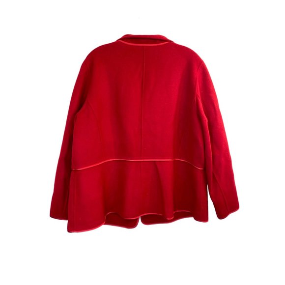 Talbots Red Wool 20W Jacket Blazer Satin Trim Festive Holiday - Picture 6 of 13